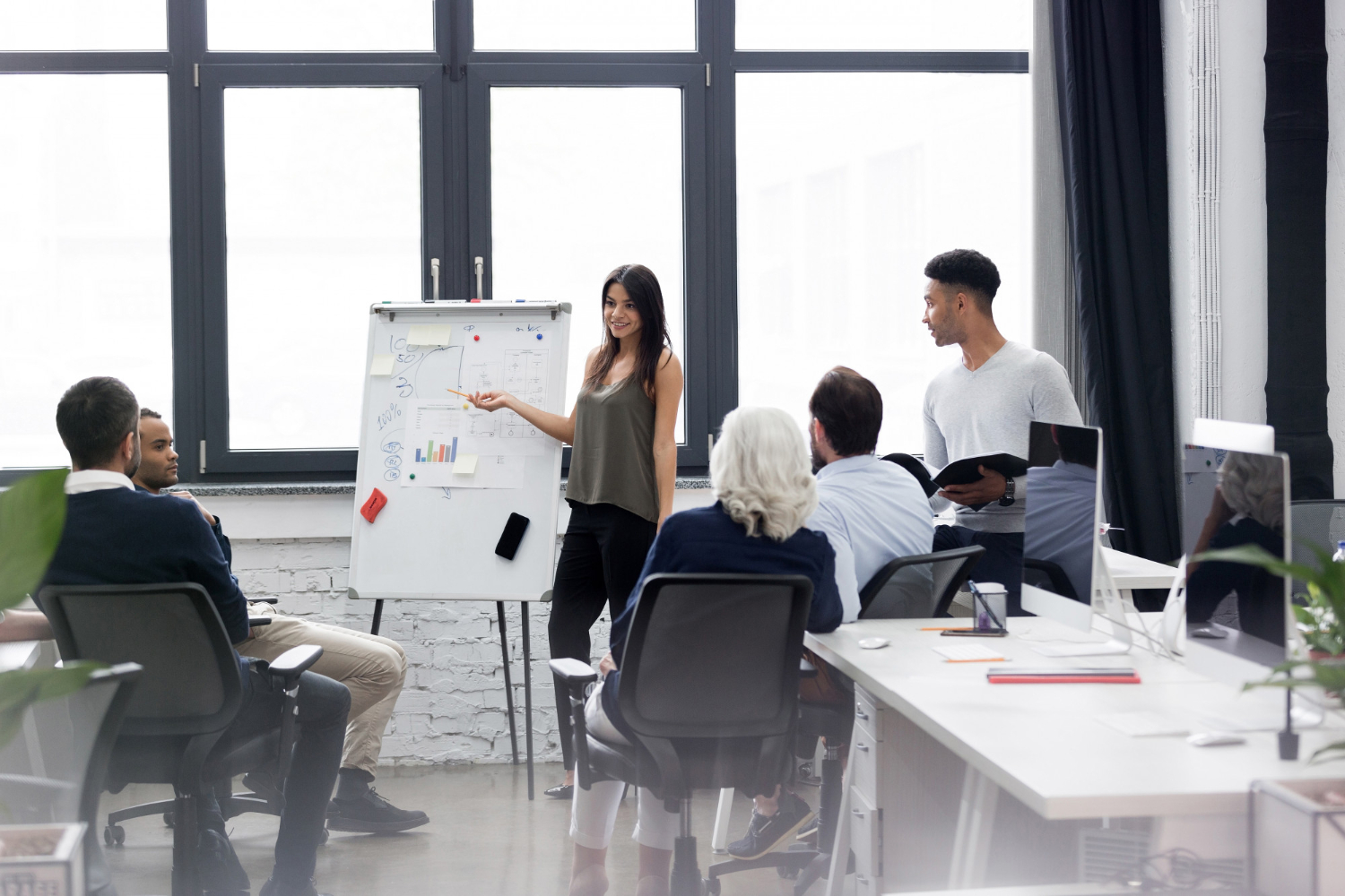 Professional team collaborating in a New York City workplace