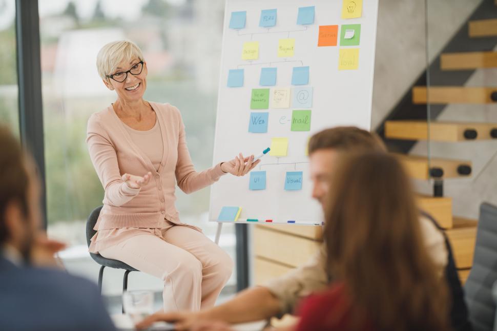 Team leader explaining project goals at a New York meeting